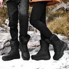 Load image into Gallery viewer, Men&#39;s Winter Warm Plush Fur Snow Boots; Waterproof Leather; Outdoor Non-slip Work Boots
