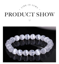 Load image into Gallery viewer, JD Natural White Selenite Stone Bead Bracelet Women Men 100% Real Gypsum Round Stone 6 8 10mm Stretch Bangles Mineral Yoga Gift
