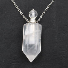 Load image into Gallery viewer, Natural Crystal Hexagonal Perfume Bottle Pendant Necklace  Fluorite Pendant Essential Oil Jar Chain Necklace
