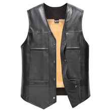 Load image into Gallery viewer, Men&#39;s PU Leather Fleece Vest; Large Sizes
