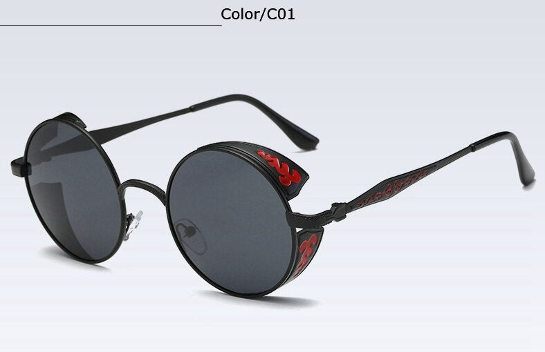 Fashion Polarized Steampunk Sunglasses Men/Women Round Metal Carving Vintage Sun Glasses Gothic UV400 Sunglass