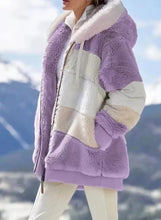 Load image into Gallery viewer, Ladies Cashmere Winter Coat; Fashion Casual; Plaid; Hooded Zipper

