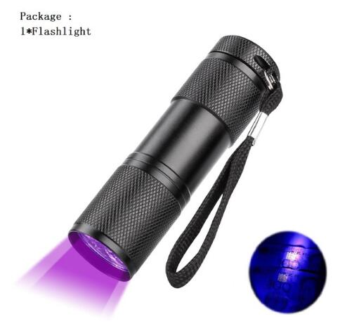 Mini 9LED UV Flashlight Ultraviolet Ultra Violet Invisible Ink Marker Detection Torch Light 3AAA UV Lamp
