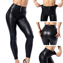 Load image into Gallery viewer, Everbellus Women&#39;s Faux Leather Leggings with Button High Waist
