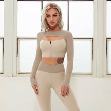 Load image into Gallery viewer, 2 Pieces Seamless Yoga Set Sexy Zipper Long Sleeve High Waist Leggings Workout Clothes For Women Sportwear Gym Fitness Sport Set
