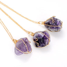 Load image into Gallery viewer, Handmade Wire Wrap Natural Quartz Stone Pendant Necklaces Irregualr Nuggets Amethysts Fluorite Rose Clear Quartz Necklaces Women
