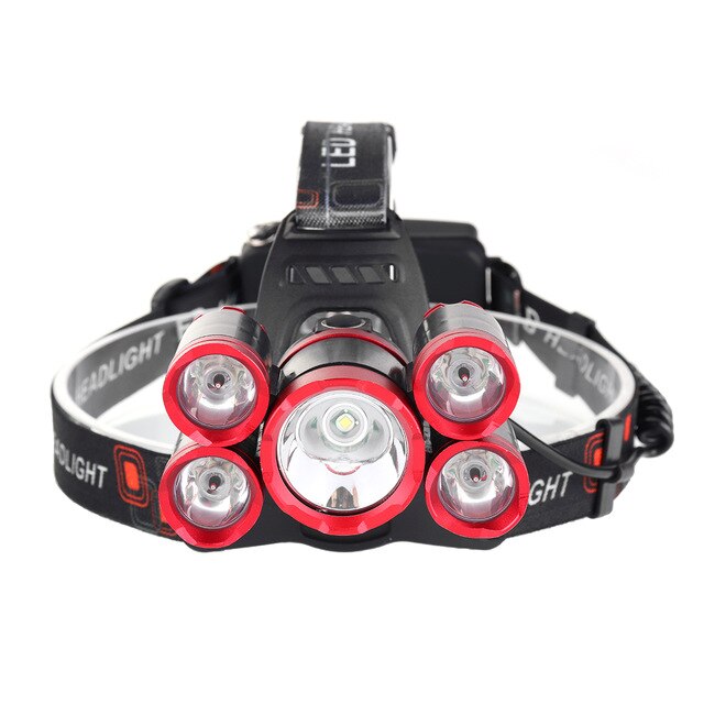 LED Headlamp 50000lm 5*T6 Headlamp Bike Head Lamp; Rechargeable (18650 Batteries Not Included)