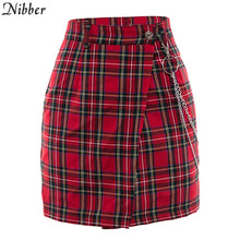 Load image into Gallery viewer, Nibber spring Vintage red Plaid mini skirts Women summer fashion office lady club party casual short pleated skirts mujer
