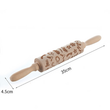 Load image into Gallery viewer, Christmas Engraved Roller Reindeer Snowflake Embossing Rolling Pin Cookies Noodle Biscuit Fondant Cake Dough walek do ciasta FB
