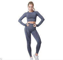 Load image into Gallery viewer, Women Vital Seamless Yoga Set Gym Clothing Fitness Leggings+Cropped Shirts Sport Suit
