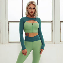 Load image into Gallery viewer, 2 Pieces Seamless Yoga Set Sexy Zipper Long Sleeve High Waist Leggings Workout Clothes For Women Sportwear Gym Fitness Sport Set
