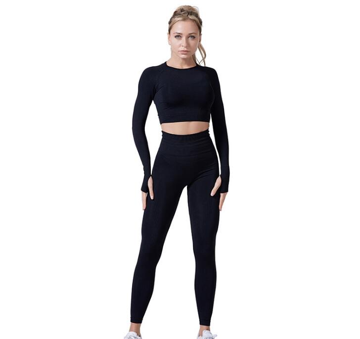 Women Vital Seamless Yoga Set Gym Clothing Fitness Leggings+Cropped Shirts Sport Suit