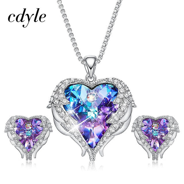 Cdyle Crystals from Swarovski Angel Wings Necklace Jewelry