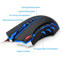 Load image into Gallery viewer, Redragon Gaming Mouse PC 24000 DPI 9 programmble buttons ergonomic design high-speed USB Wired for Desktop
