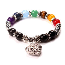 Load image into Gallery viewer, Men Women 7 Chakra Bracelets Bangles Colors Mixed Healing Crystals Stone Chakra Pray Mala Heart Charm Bracelet Jewelry
