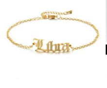 Load image into Gallery viewer, New product retro twelve constellation anklet real gold plating clavicle chain stainless steel anklet female
