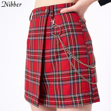 Load image into Gallery viewer, Nibber spring Vintage red Plaid mini skirts Women summer fashion office lady club party casual short pleated skirts mujer
