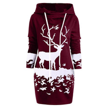 Load image into Gallery viewer, Christmas Dress Women Hooded Long Sleeve Printed Casual

