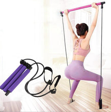 Load image into Gallery viewer, Fitness Pilates Bar Kit with Resistance Band Portable Fitness Pilate Stick Crossfit Bodybuild Yoga Elastic Band Exercise Workout
