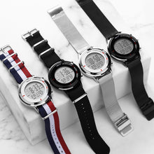 Load image into Gallery viewer, S1134 Men Watches Fashion LED Electronic Silver digital  Watch Tungsten Steel Clock Waterproof Outdoor Men Wristwatch
