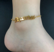 Load image into Gallery viewer, New product retro twelve constellation anklet real gold plating clavicle chain stainless steel anklet female
