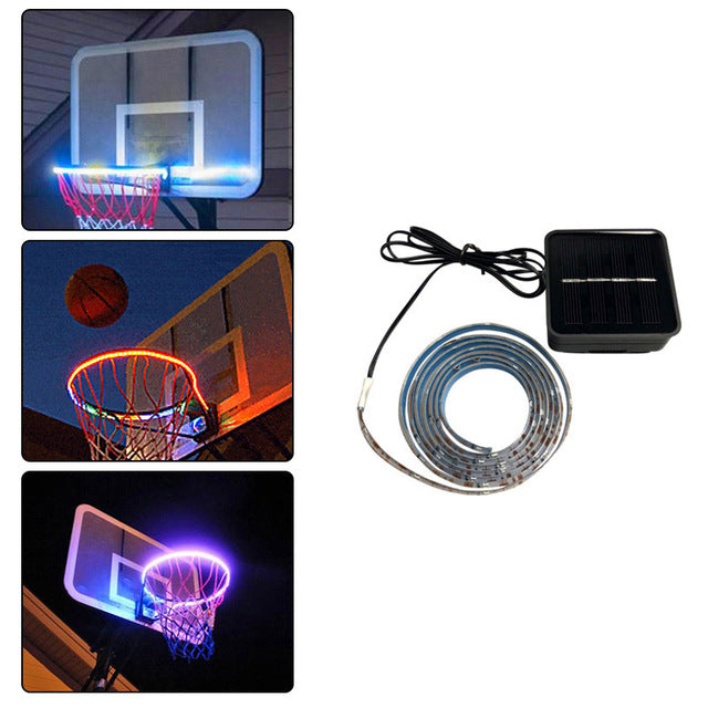 1 PCS LED Basketball Rim Hoop Light; Solar; Night Game