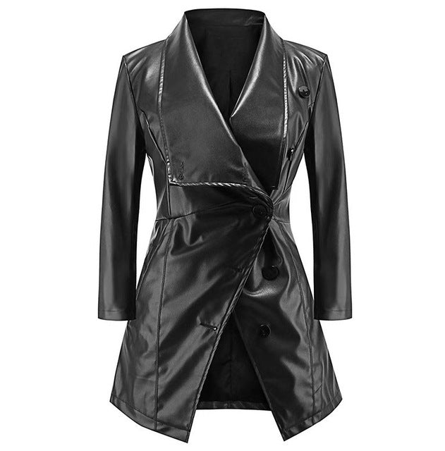 Women's Medium Long Sleeves Coat; Fashionable Black