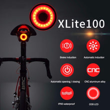 Load image into Gallery viewer, XLITE100 Bicycle Flashlight Bike Rear Light Auto Start/Stop Brake Sensing IPx6 Waterproof LED Charging Cycling Taillight
