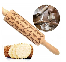 Load image into Gallery viewer, Christmas Engraved Roller Reindeer Snowflake Embossing Rolling Pin Cookies Noodle Biscuit Fondant Cake Dough walek do ciasta FB
