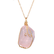 Load image into Gallery viewer, Handmade Wire Wrap Natural Quartz Stone Pendant Necklaces Irregualr Nuggets Amethysts Fluorite Rose Clear Quartz Necklaces Women
