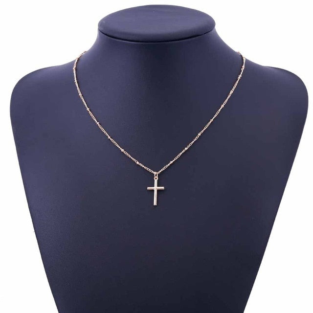 Vienkim Summer Gold Chain Cross Necklace Small Gold Cross Religious Jewelry Women's necklace