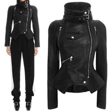 Load image into Gallery viewer, Motorcycle Leather Gothic Jacket; Women&#39;s Faux Leather Fashion; Black Streetwear
