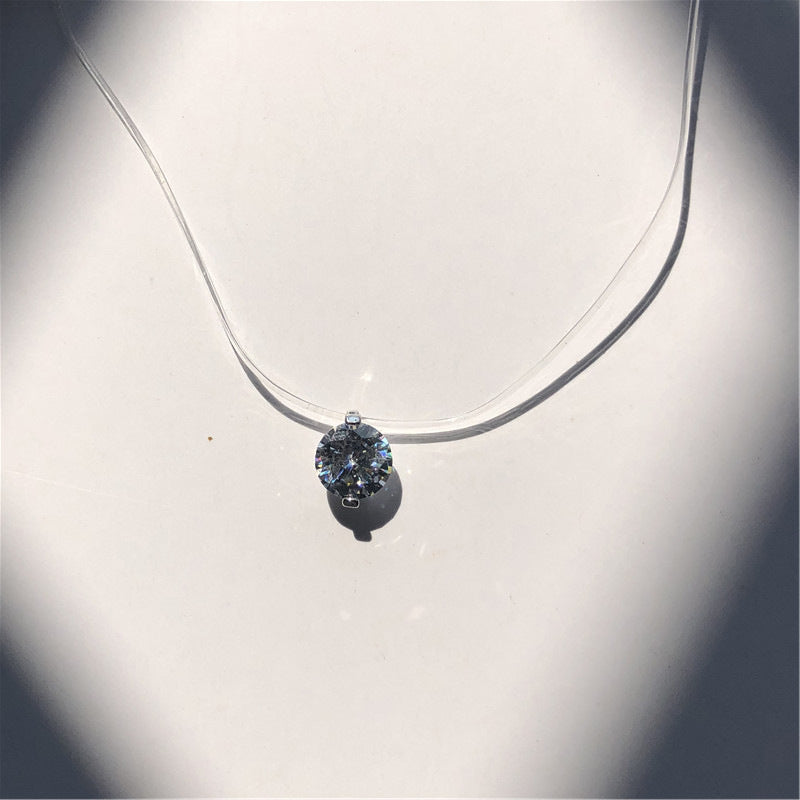 Choker Invisible Fish Line Crystal Necklace Pendants Neck Zircon Women