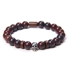 Load image into Gallery viewer, Skull Bracelets For Men Women Natural Stone; 8MM Beads Stretch Bangles
