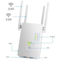 Load image into Gallery viewer, 5Ghz WiFi Repeater Dual Band 2.4G&amp; 5G Wireless Wifi Extender 1200Mbps Wi-Fi Amplifier wireless Access Point
