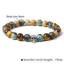 Load image into Gallery viewer, Skull Bracelets For Men Women Natural Stone; 8MM Beads Stretch Bangles
