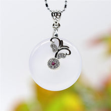 Load image into Gallery viewer, Natural Hetian Jade Butterfly Pendant; Varied Colors; 925 Silver Necklace
