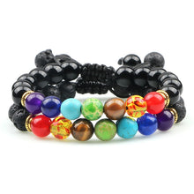 Load image into Gallery viewer, Natural Beaded Bracelet: 8mm Lava Stone; 7 Chakra
