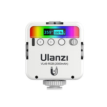 Load image into Gallery viewer, Ulanzi VL49 RGB Full Color LED Video Light 2500K-9000K 800LUX Magnetic Mini Fill Light Extend 3 Cold Shoe 2000mAh Type-c Port
