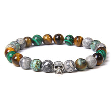 Load image into Gallery viewer, Skull Bracelets For Men Women Natural Stone; 8MM Beads Stretch Bangles
