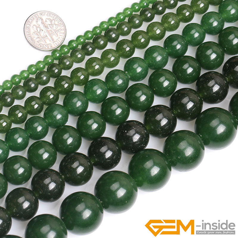 Natural Stone Green Taiwan Jades; Round Bead For Jewelry; Strand 15 inch DIY Bracelet/ Necklace