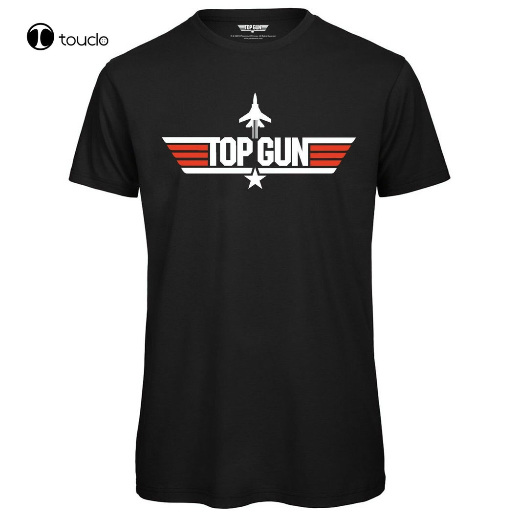 Top Gun Logo Mens T-Shirt - Officially Licensed Black Topgun Screen Printed Top