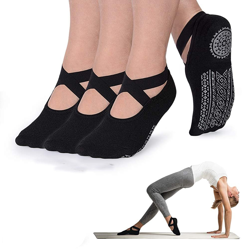 Yoga Socks for Women Non-Slip Grips; Cotton; Dance Workout