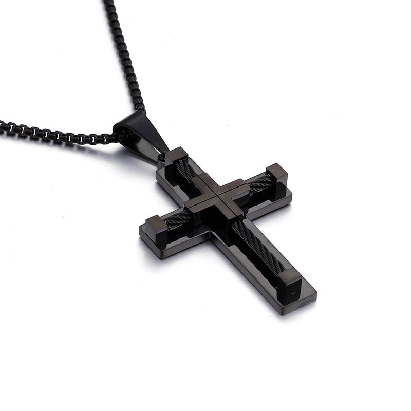 KALEN Hot Stainless Steel Wire Cross Pendant Necklace