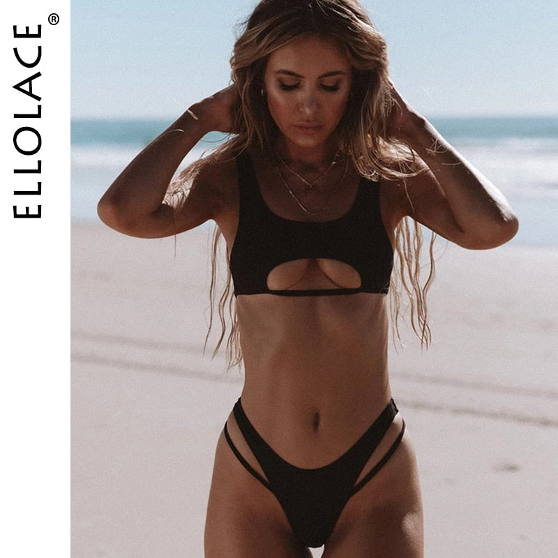 Ellolace Bikini Hollow Out-High Cut Micro Swimwear 2022 Stylish