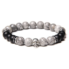 Load image into Gallery viewer, Skull Bracelets For Men Women Natural Stone; 8MM Beads Stretch Bangles
