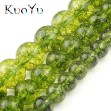 Load image into Gallery viewer, Green Peridot Stone Round Loose Spacer Beads; For Jewelry Making 15”Strand 6/8/10mm
