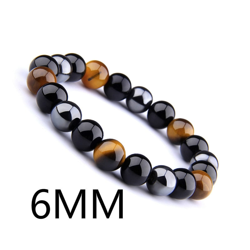 Natural Black Obsidian Hematite Tiger Eye Beads Bracelets