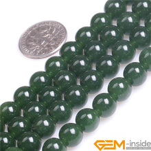 Load image into Gallery viewer, Natural Stone Green Taiwan Jades; Round Bead For Jewelry; Strand 15 inch DIY Bracelet/ Necklace

