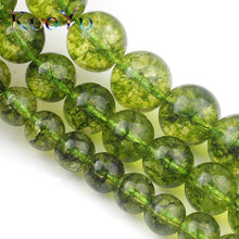 Load image into Gallery viewer, Green Peridot Stone Round Loose Spacer Beads; For Jewelry Making 15”Strand 6/8/10mm
